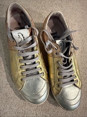 Women's Metallic Gold & Silver Low-Top Sneakers